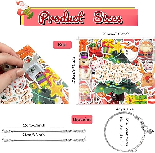 Miniatura 5 de Calendario de Adviento 2023 para niñas, kit de joyería para hacer pulseras, calendario de cuenta regresiva de 24 días de Navidad, regalo de Navidad