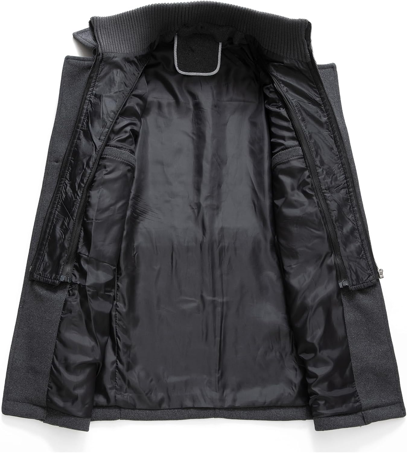 INVACHI Men's Wool Blend Coat Warm Winter Trench Coat with Detachable Soft Scarf Single Breasted Pea Coat - Image 4