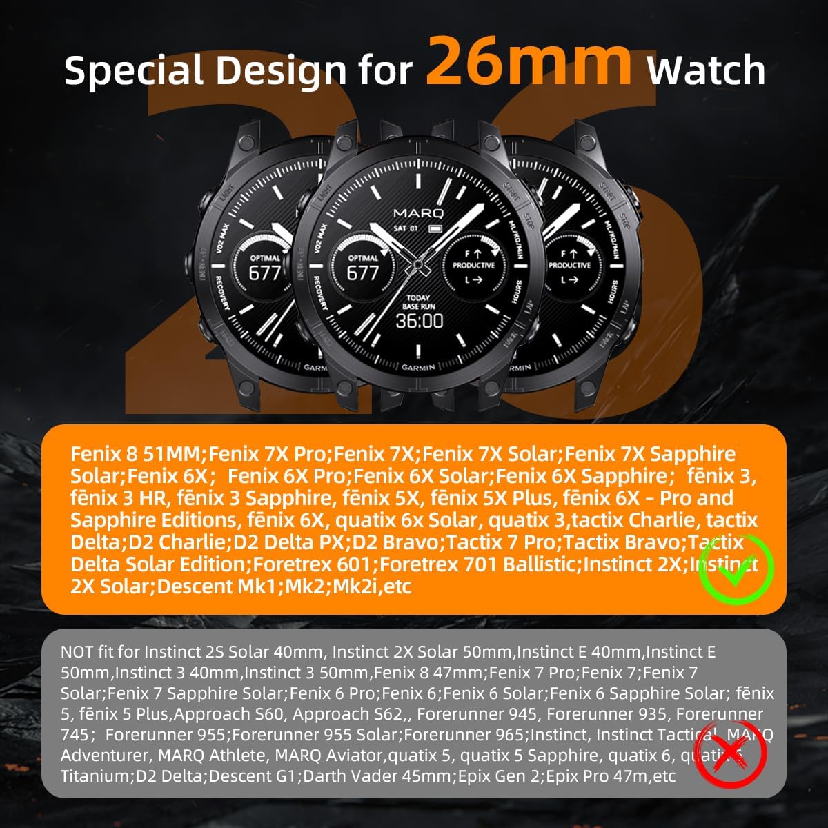 Luxury Titanium Fenix 8 51mm/7X/6X/5X Plus Band, 26mm Premium Metal Quickfit Bands Watch Strap with Swept Wing Clasp Compatible for Garmin Fenix 7X Pro/6X Pro/5X Plus/Enduro 3/Tactix 7 Bands - Image 4