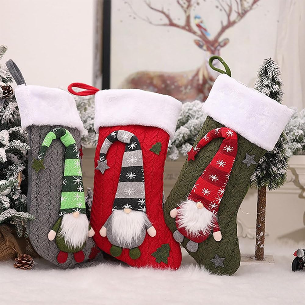 Weihnachtsstrümpfe, große Größe, dekorative Geschenktüte, Stricken für Familie, Urlaub, Weihnachten, Party-Dekorationen (3)