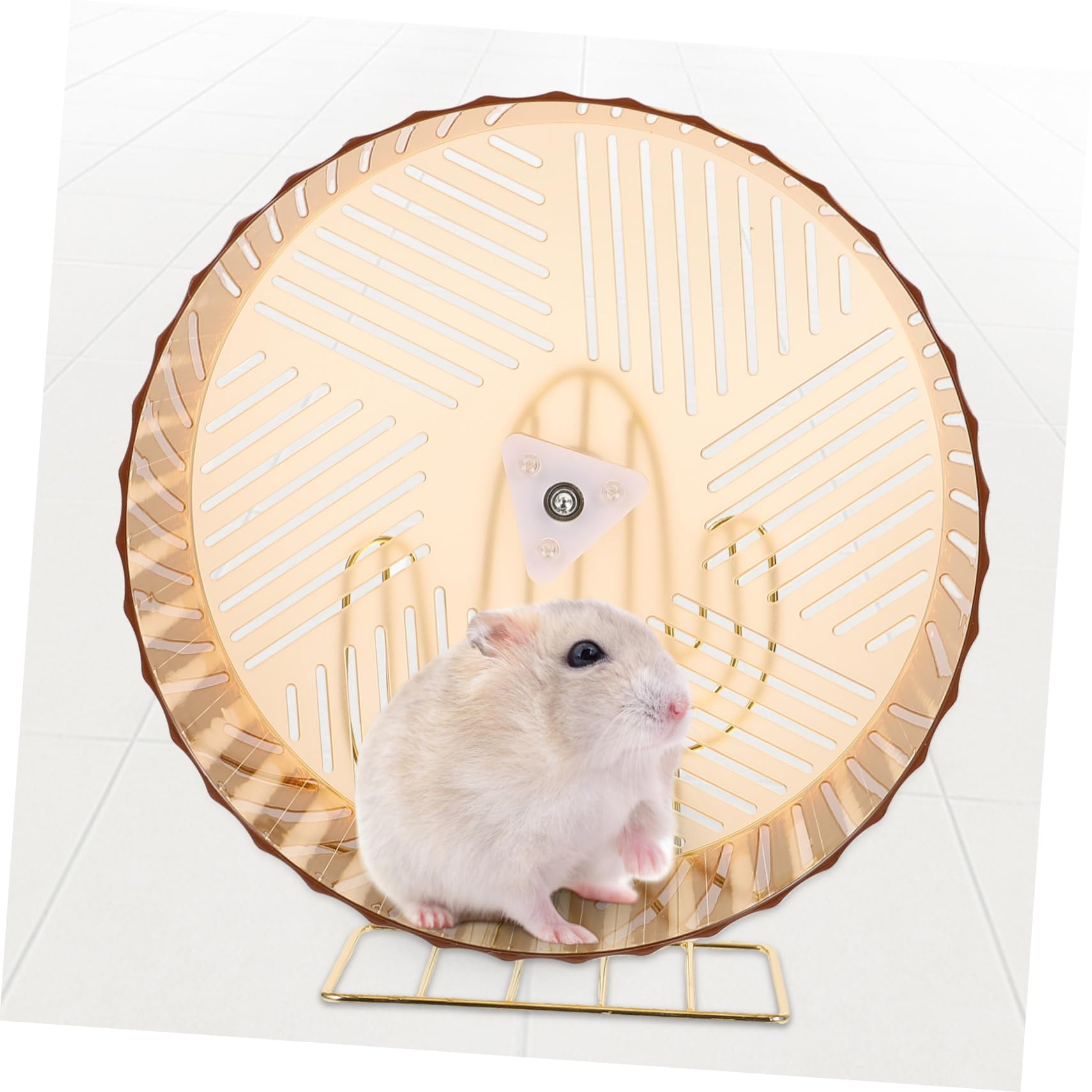 Rueda de Hámster con Soporte, Juguete de Ejercicio para Mascotas | Base de Aleación y Plástico, Uso en Jaula, para Erizo y Ratón Dorado, Diseño Adorable