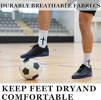 6 Pairs Grip Soccer Socks, Anti-Slip Rubber Dot Football Socks US 6-13