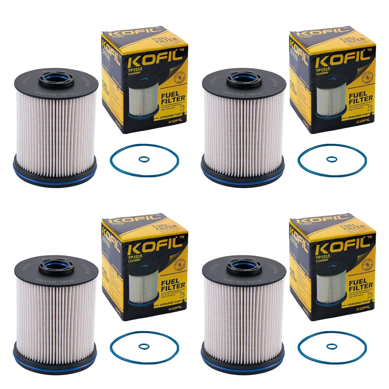 TP1015 Fuel Filter Fit for 6.6L Duramax Diesel Fuel Filter Compatible with 2017-2021 Chevrolet Silverado/GMC Sierra 2500HD 3500HD 2014-2018 Chevrolet Cruze Replace# 23304096, 22937279, 23456595, 4pcs