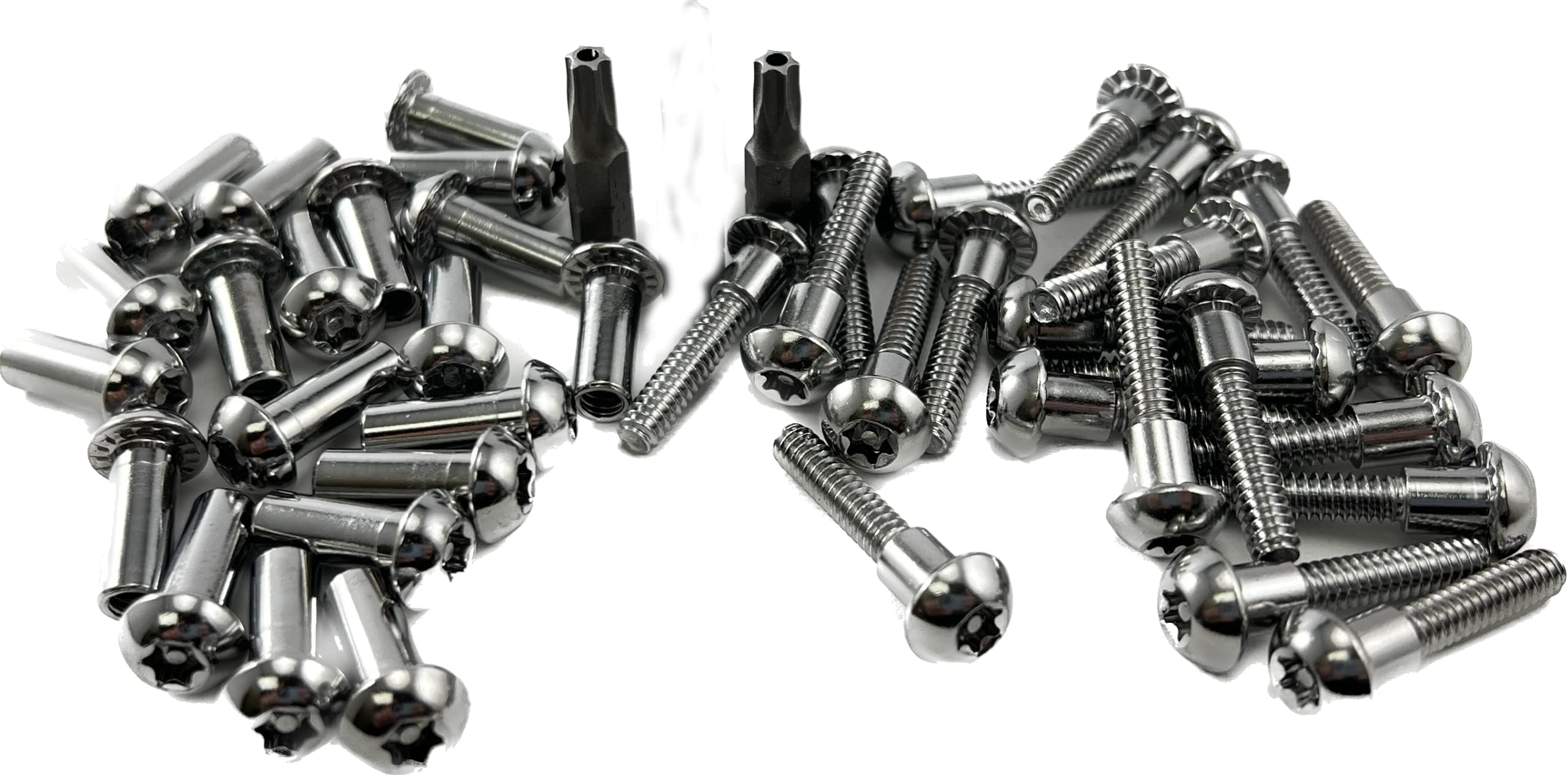Harris Hardware 90204 Chrome Plated Torx T27 Security Fastener Pack for 1 inch Panels, 20 Sets of Shoulder Bolt & Barrel Nut with 2 T27 Bits
