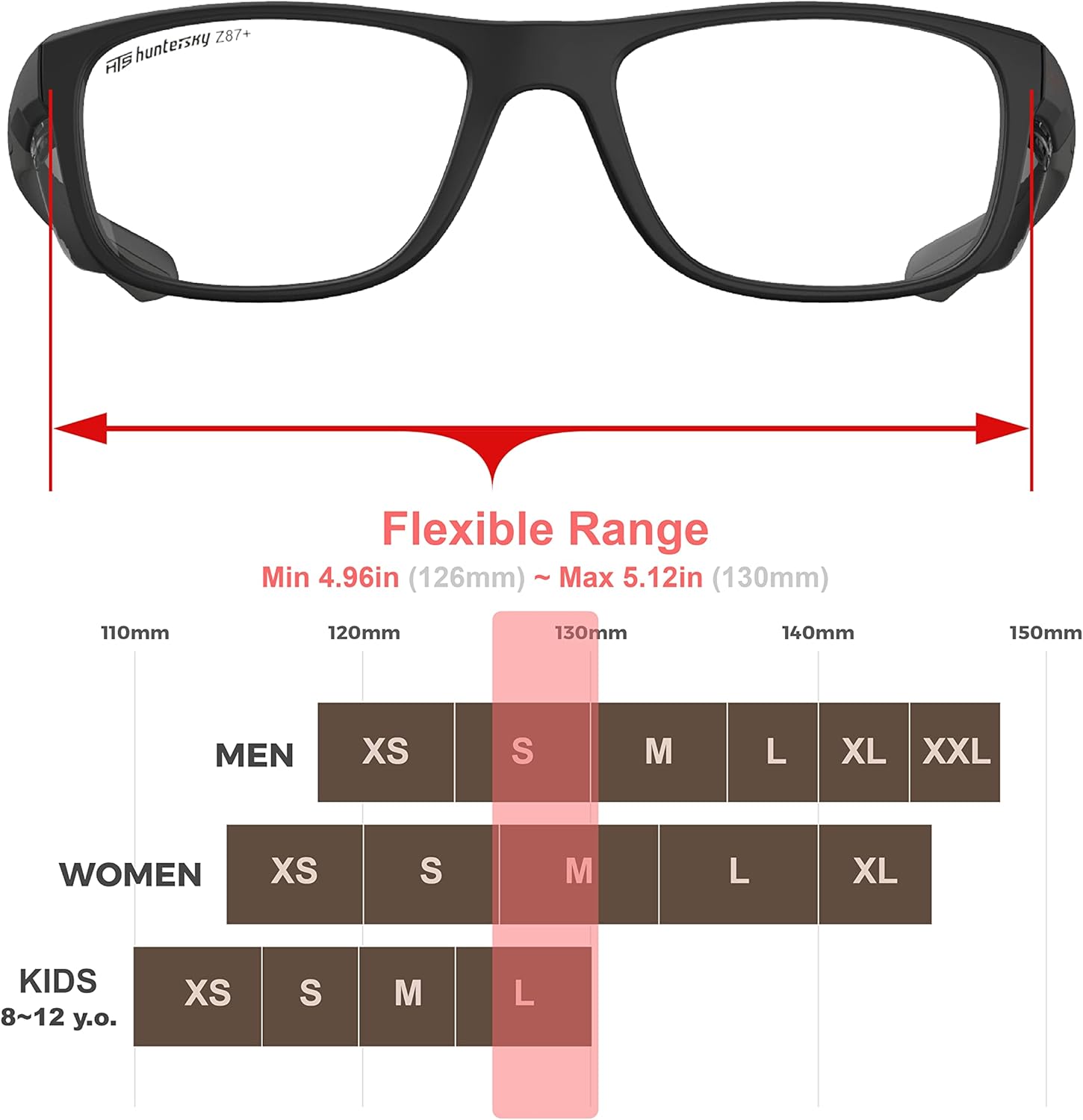 HTS HUNTERSKY TR90NZZ Safety Glasses with Side Shield Small Size Women Men ANSI Z87 Anti Fog Scratch Resistant Lab Pickleball