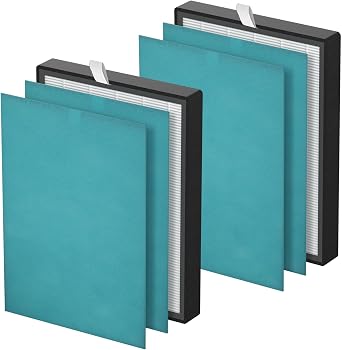 KJ203F True HEPA Replacement Filter Compatible with Colzer 142C, Mooka KJ203F, Elechomes KJ203F-142, PURO XYGEN P500 Air Cleaner Purifier, Model Number KJ203F-142-01-D, 2 HEPA Filter + 4 Pre-filter