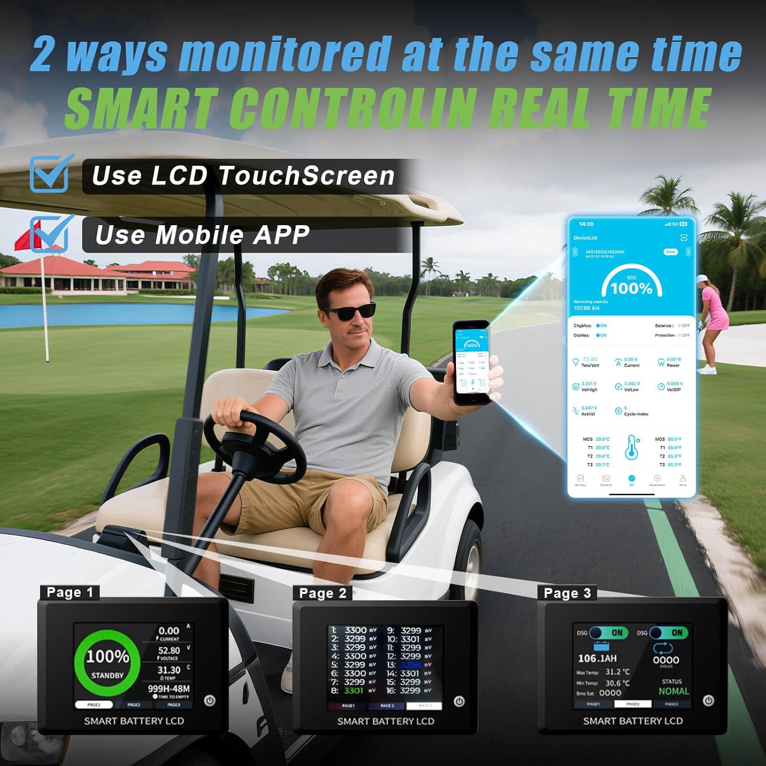 Elefast Battery Monitoring via LCD and App