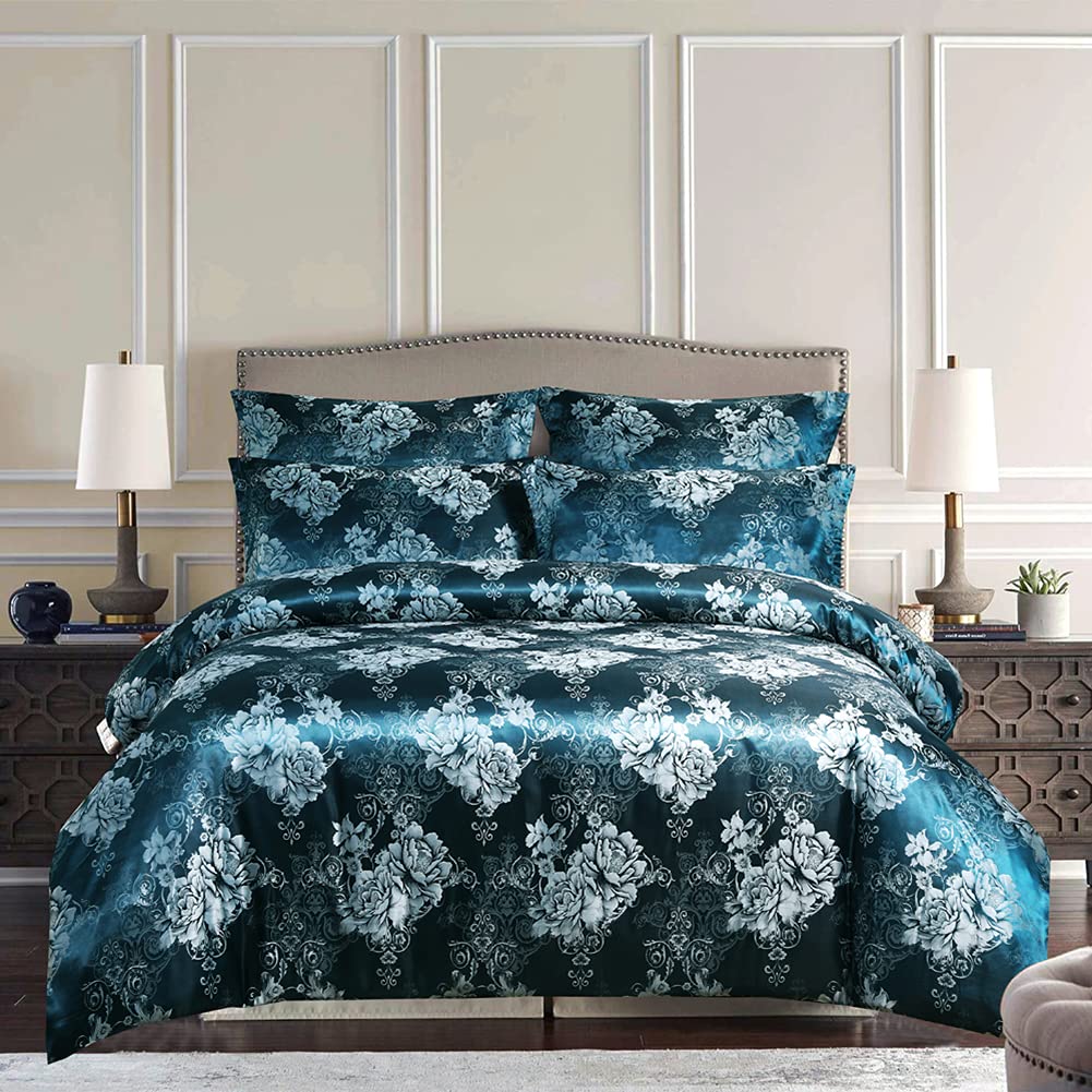 Parure de lit king size en soie avec motif de ruban d'angle et jacquard