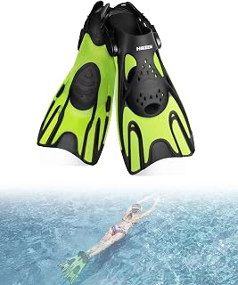 Hikeen Verstellbare Schnorchelflossen: Schwimmflossen Kurz Flossen Erwachsene mit Offener Ferse, Unisex Tauchflossen inkl. Netzbeutel