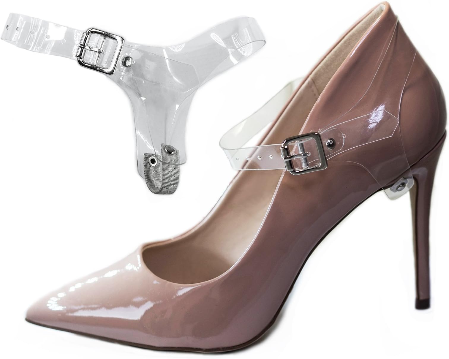 Eliza May Detachable Shoe Straps ShooStraps - to Hold Loose high Heeled Shoes, Wedges and Flats (Transparent)
