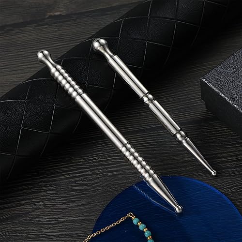 Miniatura 6 de Nuanchu 2 piezas de doble cabeza facial manual pluma de acupuntura herramientas de reflexología acero inoxidable portátil punta de oído punta de