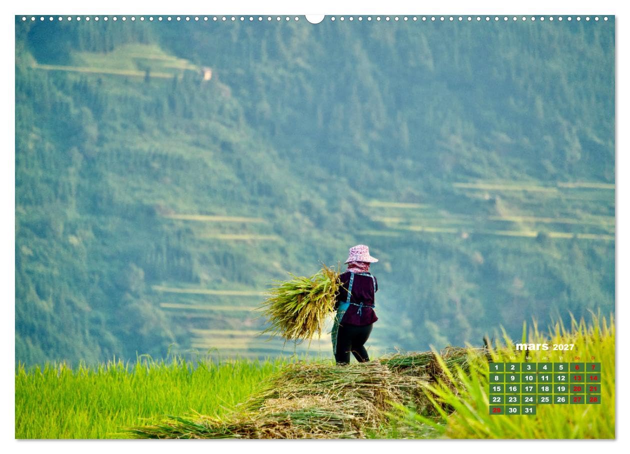 Riz de Chine (Calendrier mural 2027 DIN A2 vertical), CALVENDO calendrier mensuel: La Chine est le plus important producteur et consommateur de riz dans le monde