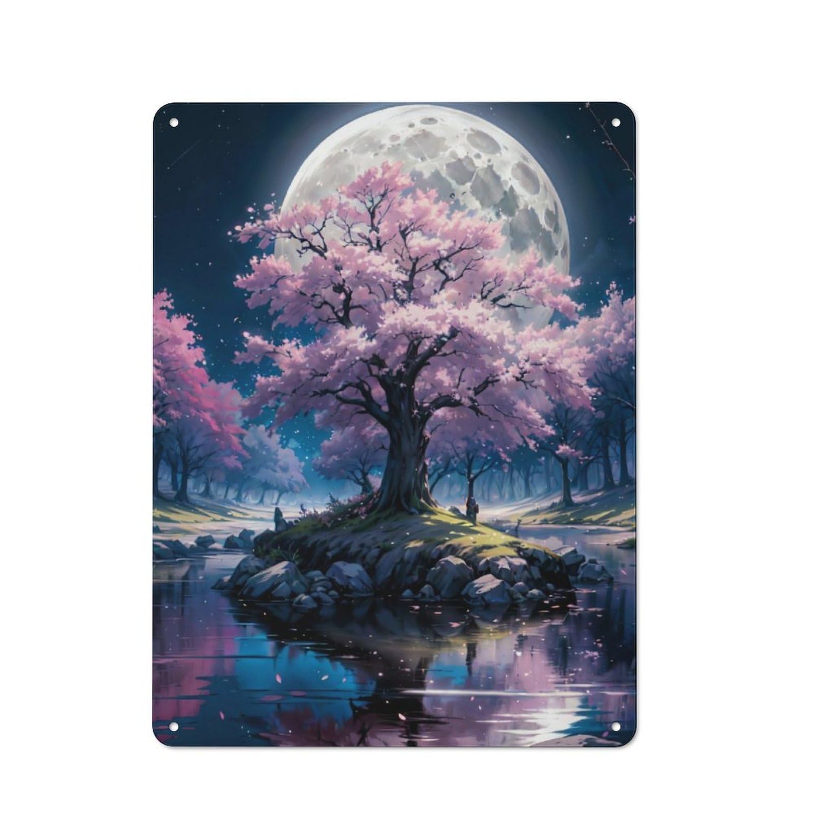 Junmoney Japan Cherry Blossom Vintage Metal Plaque 40X30cm For Dining Room Or Kitchen, For Home Decor Collectors Refreshing A Room In Autumn