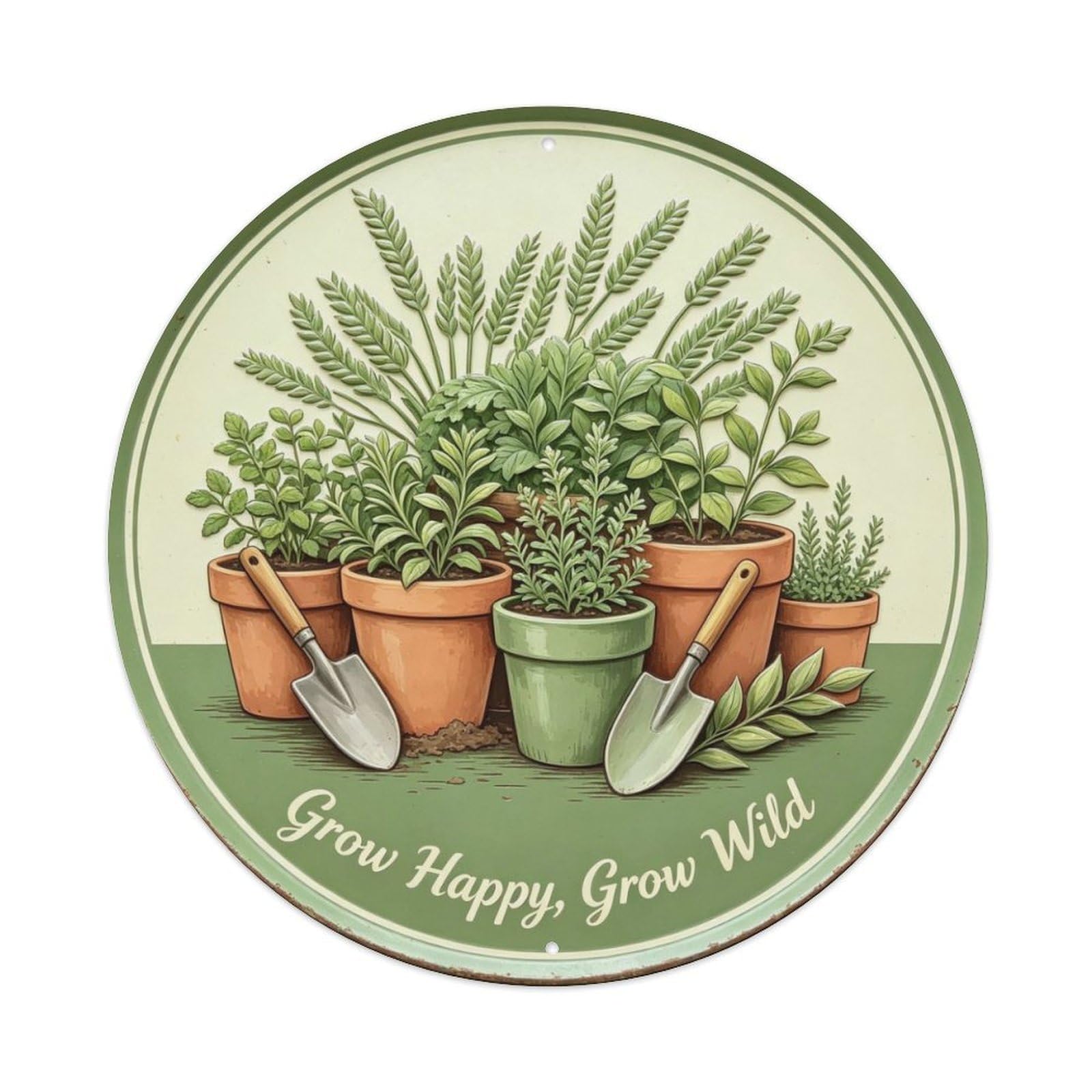 Grow Happy, Grow Wild Metal Tin Sign Plaque