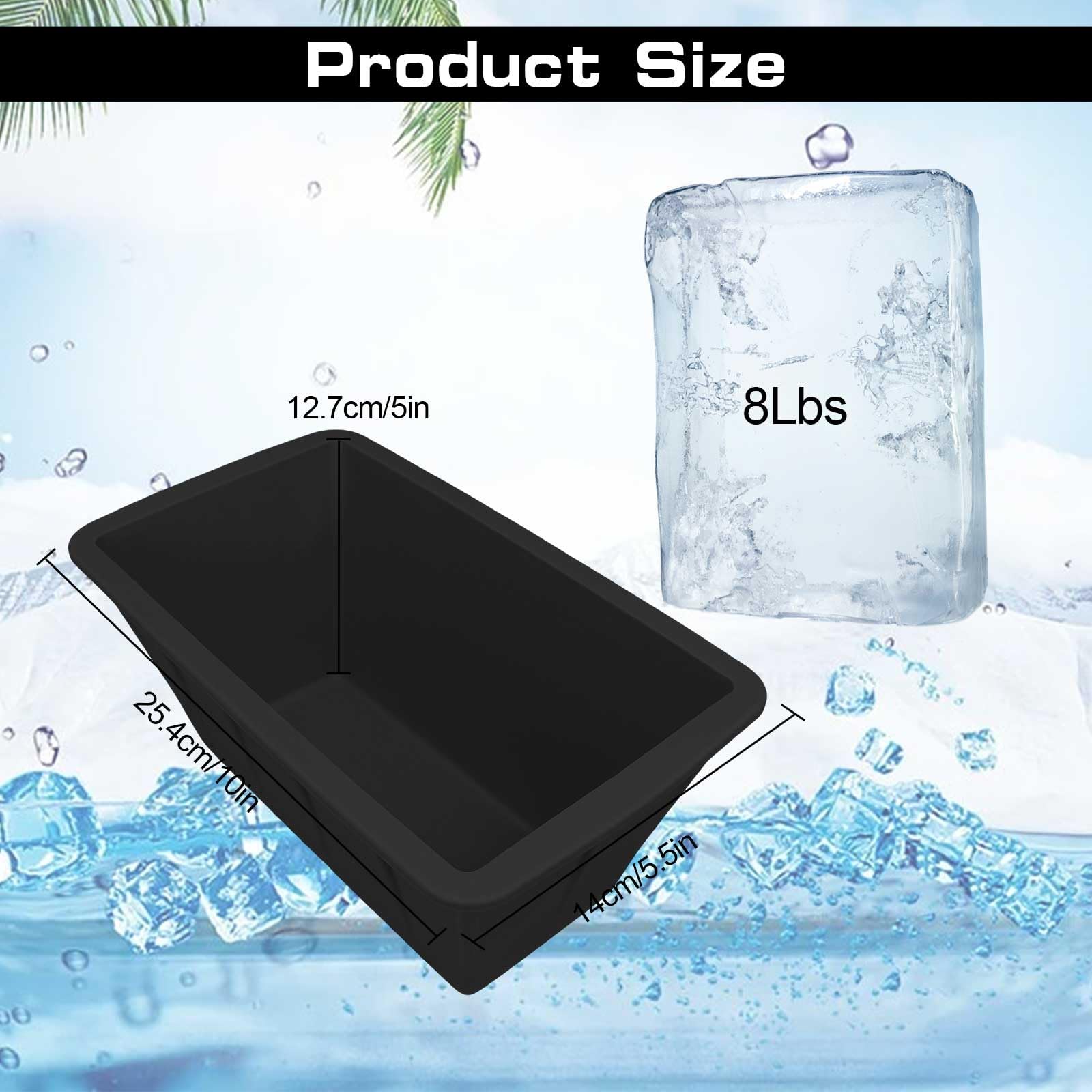 Lot de 2 moules à glaçons extra larges réutilisables pour bain glacé à la maison, moules à soupe en silicone, 3,6 kg pour camping, pêche, plage