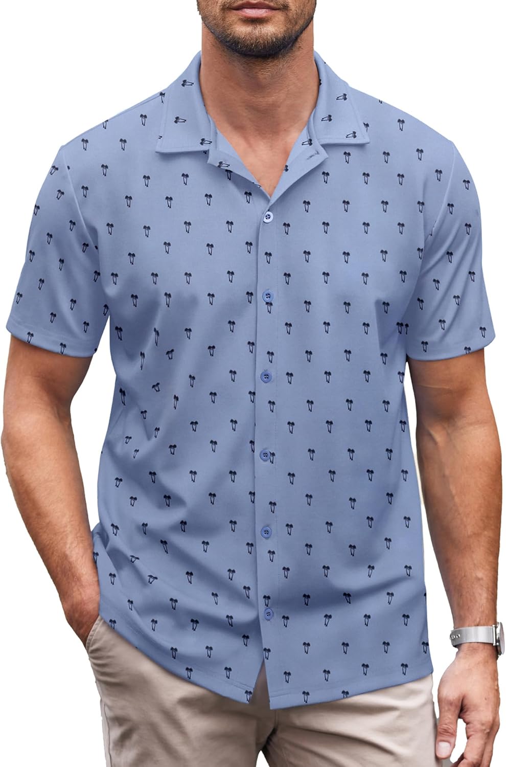 COOFANDY Mens Casual Button Down Shirt Short Sleeve Wrinkle Free Shirts Summer Shirt