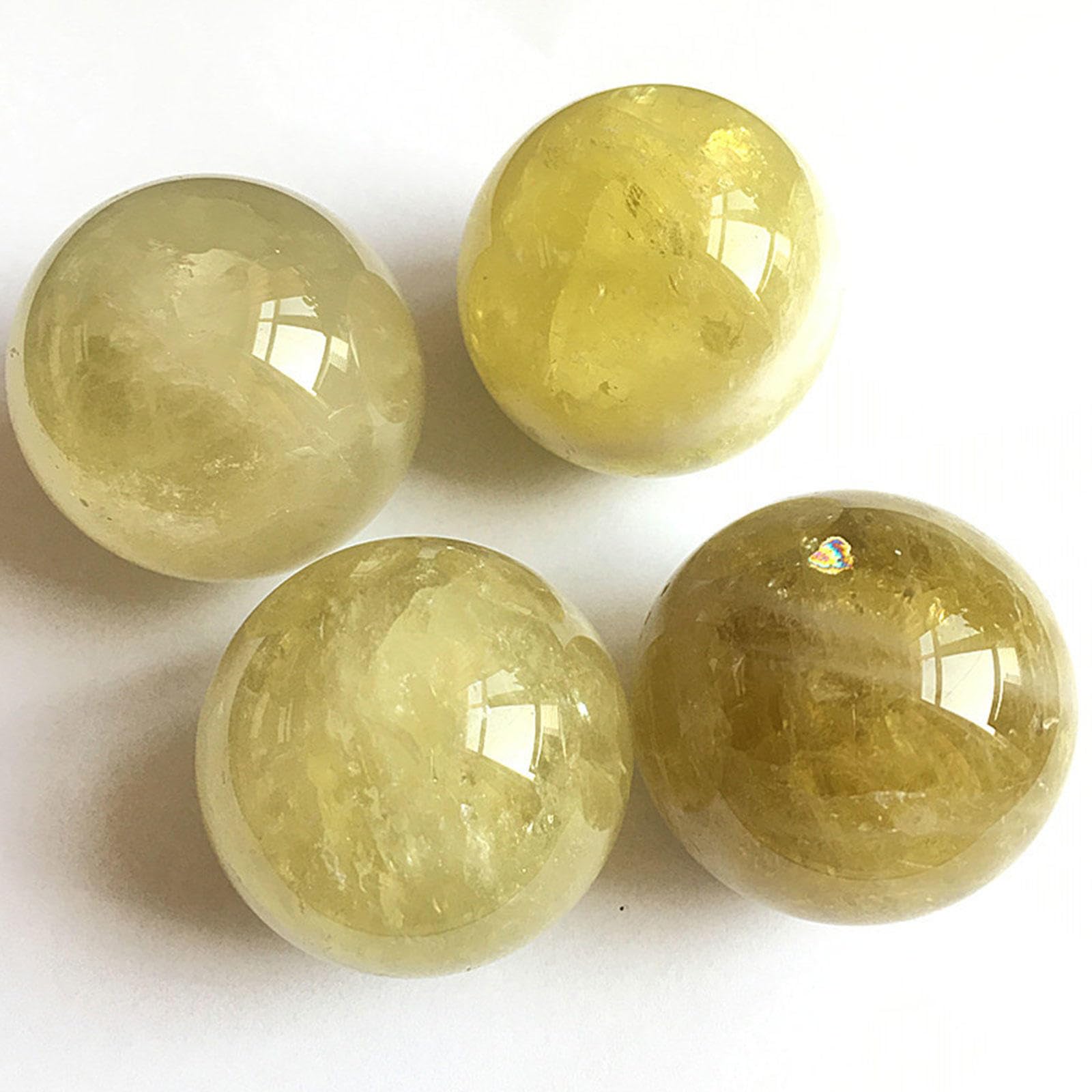 NIBHZ Sfera di Cristallo Giallo Grezzo Naturale in Cristallo, Sfera Feng Shui, Ornamenti di Cristallo per Ufficio e casa,40mm