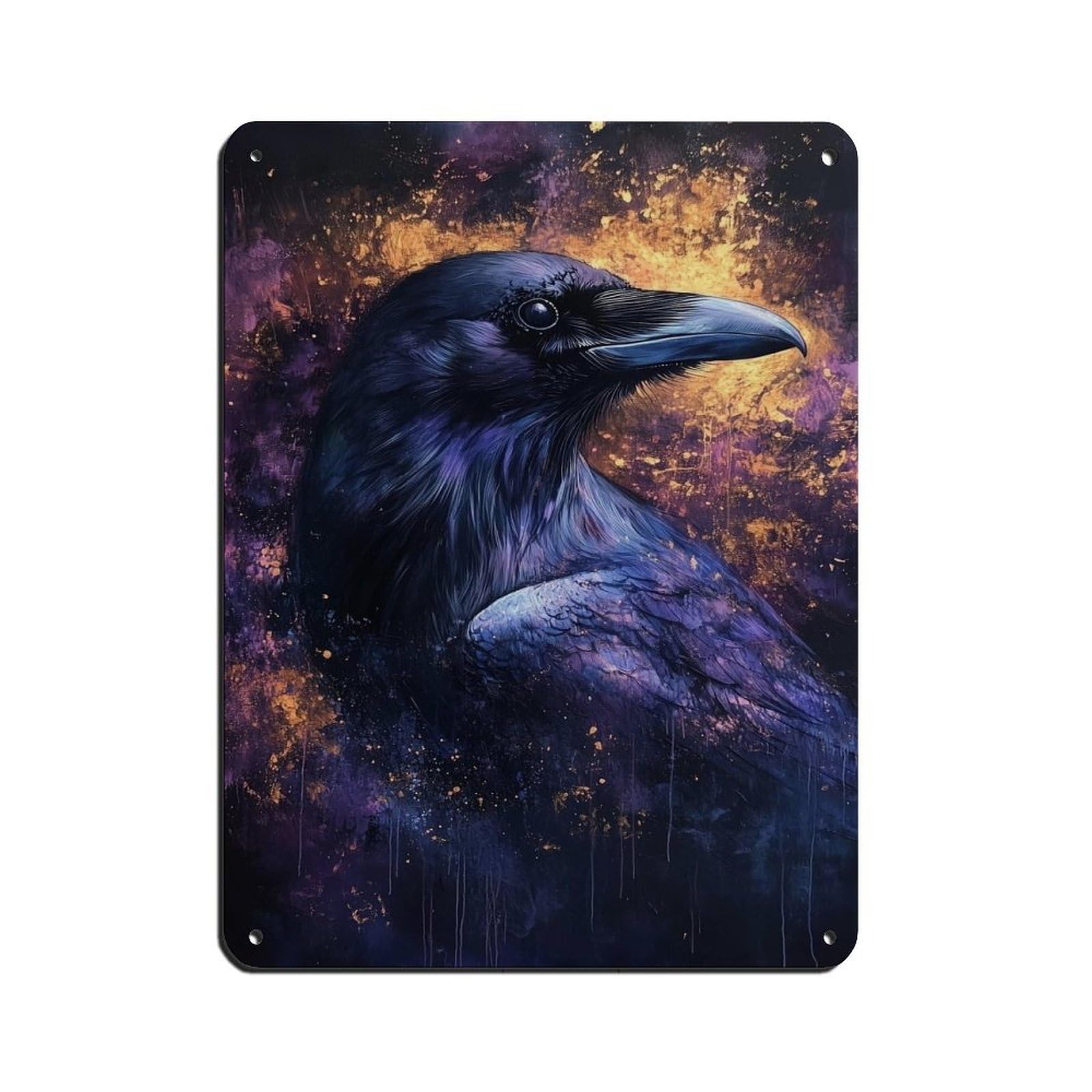 Raven Wall Art, Dark Academia, Purple Gothic Crow Retro Poster Metal Tin Sign Chic Art Retro Iron Painting Bar People Cave Cafe Family Garage Poster Wall Decoration 12x16inch(30x40cm)