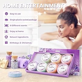 CalmNFiz Shower Steamers 8 Scents - Shower & Bath Bombs with Organic & Natural Fragrances for Teens and Adults - Birthday, Christmas Day Gift for Women Who Have EverythingGreen + Purple