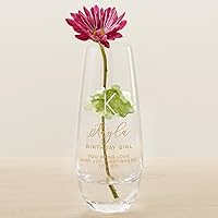 Personalized Birthstone Bud Vase - Custom Name, Initial, Birth Month Glass Vase for Birthdays