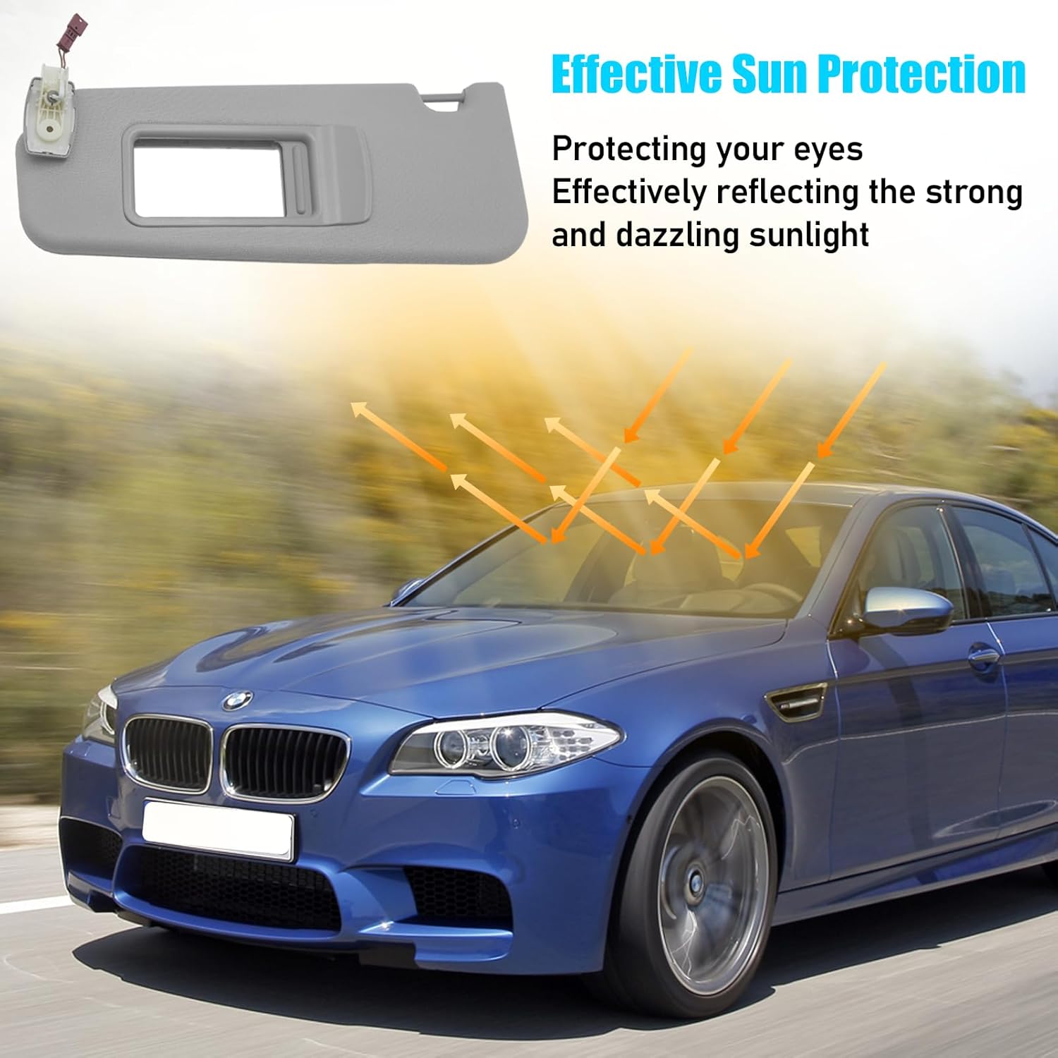 Jaronx Compatible with BMW Sun Visor for 5 Series F10/F11 2010-2016, Left Driver Side Sunvisor Replacement with Mirror for BMW 520i 523i 525i 528i 530i 535i 550i, 51167248855 (Grey, Left)