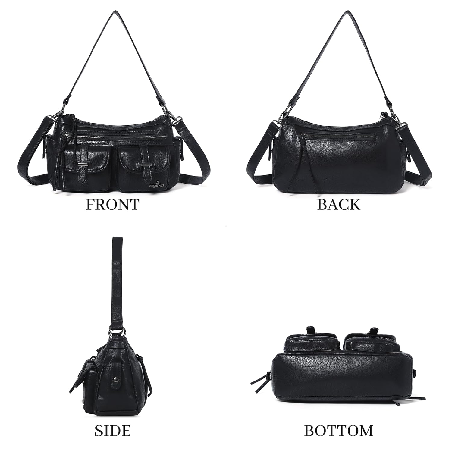 Angel Kiss Hobo Purses for Women Crossbody Shoulder Bag Ladies Multi Pocket Handbags with Adjustable Shoulder Strap - Image 6