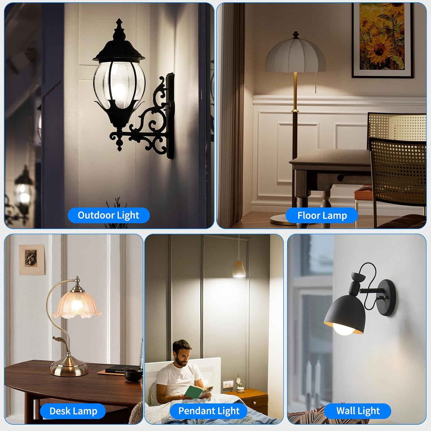 A19 LED Light Bulb, 60W Equivalent, Efficient 9W, 760 Lumens, Non-Dimmable, 5000K, Daylight White- 6 Pack