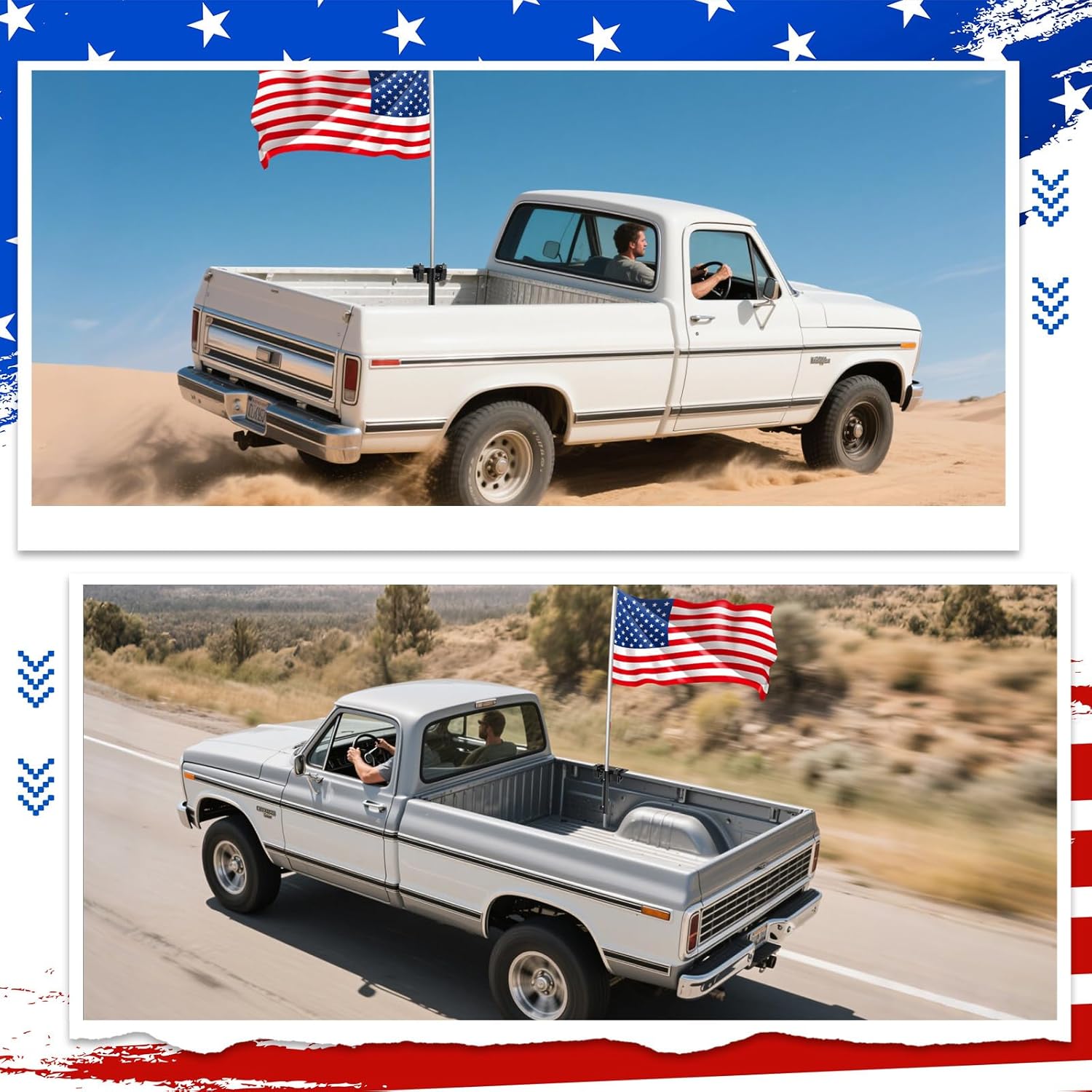 Truck Bed Flag Pole Mount, No Drilling, Truck Bed Flagpole Holder for 1.5 inch Poles (Fits Most Trucks/SUVs), Durable Iron Construction with Quick Lock System