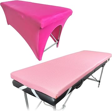 | Lash Bed Mattress + Lash Bed Cover Pink | Comfortable Mattress Topper with Four Corner Straps & Anti-Slip Bottom | Spa Bed Cover for Lash Extension Bed