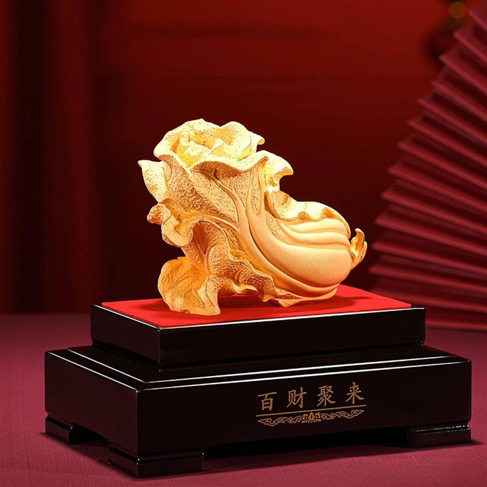 Estatua de Buda Zhaocai Repollo Decoración Artesanía Oficina Familiar Lucky Fengshui Estatua con Base Colección Regalo Decorativa de Buda Meditando