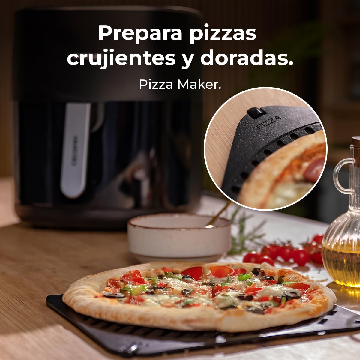 Cecotec Freidora de Aire sin Aceite 6,5L con Doble Resistencia Cecofry&Grill Duoheat 6500 Plus. 2200W, Air Fryer, Grill y Plancha, Pizzas, Ventana Visualización, 12 Menús, Temperatura 40-200°C — view 7