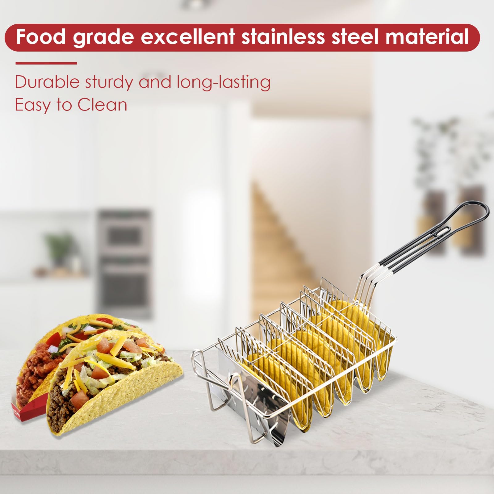 Cestello Per Friggere Tacos In Acciaio Inossidabile - Griglia A 8 Scomparti Per Cucina Professionale - Foto 9