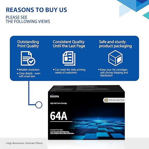 Miniatura 6 de Cartucho de tóner negro 64A con chip (paquete de 1) | Cartucho de tóner 64A de repuesto para HP64A para impresora láser P4014, P4014n, P4014DN,