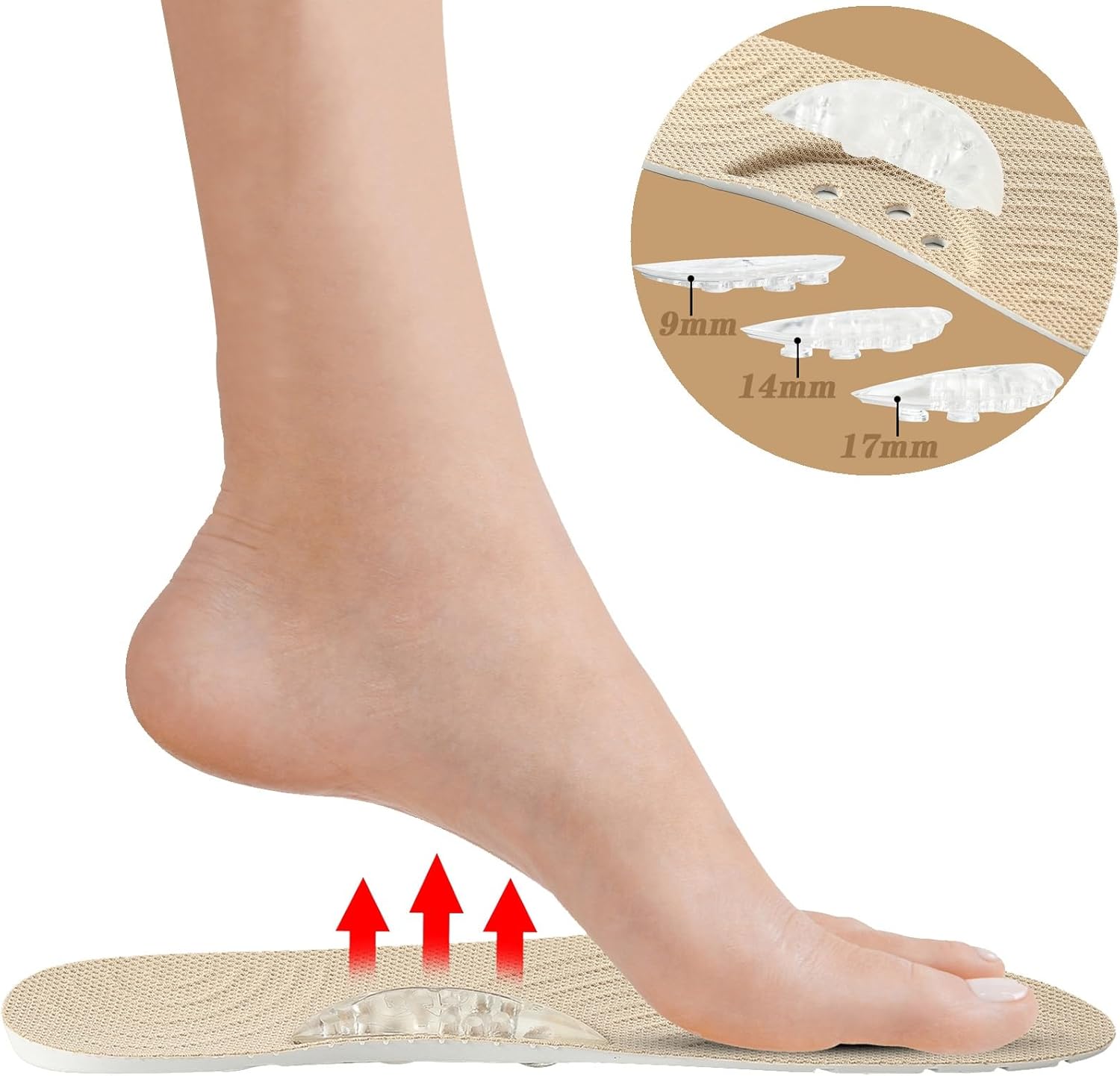 Adjustable Supination Insoles,Different Heights Arch Support Orthotic Inserts for O/X Type Legs,Relief Men and Women's Flat Feet,Plantar Fasciitis,Heel Pain and Knee Pain (Size : 43) - Image 3