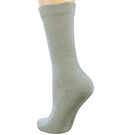 Yomandamor Women\'s 5 Pairs Non-Binding Cotton Crew Diabetic/Dress Socks with Seamless Toe and Cushion Sole