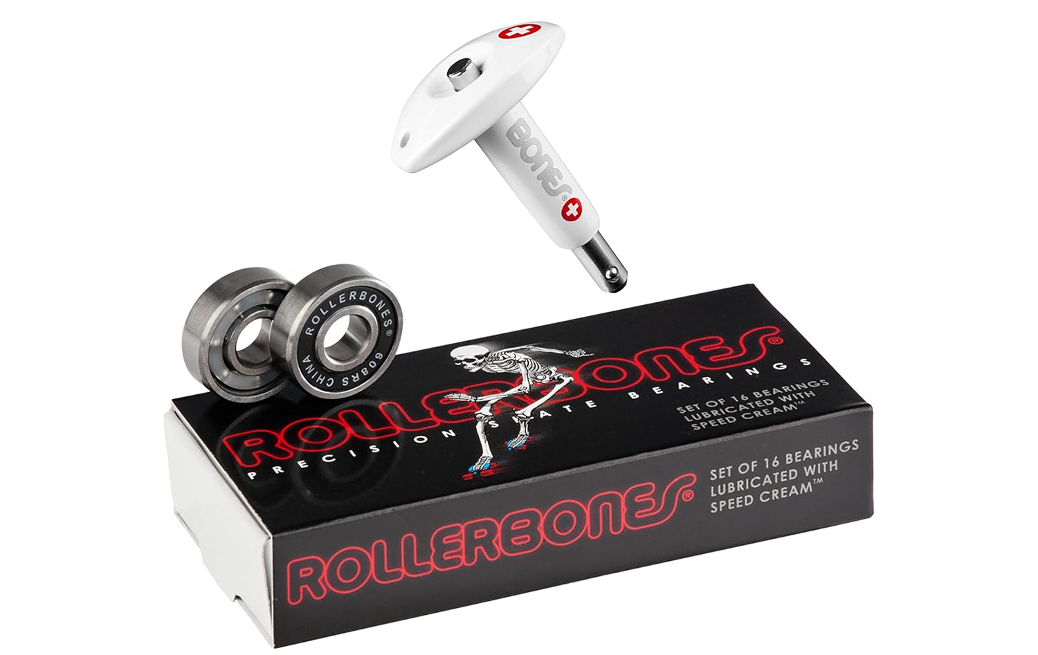 Rollerbones Bearings 16 pk w/Bones Swiss Bearing Press/Puller Tool Bundle