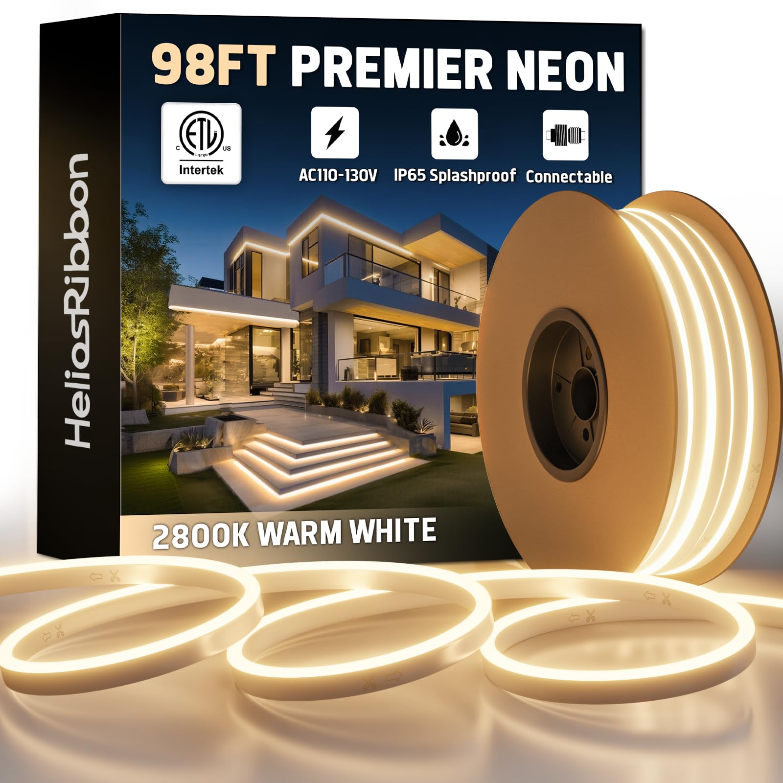 Photo 1 of HeliosRibbon 98ft LED Neon Rope Lights - 2800K Warm White