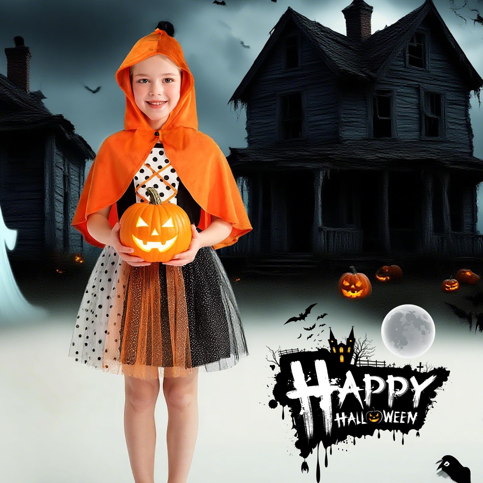 TAGVO Costume da Strega Halloween per Bambina, Ragazze Principessa Vestito Strega Viola Poncho Cappuccio Capo Paillettes Tulle Abiti serbatoio per bambini Halloween fantasia vestire per 1-6 anni
