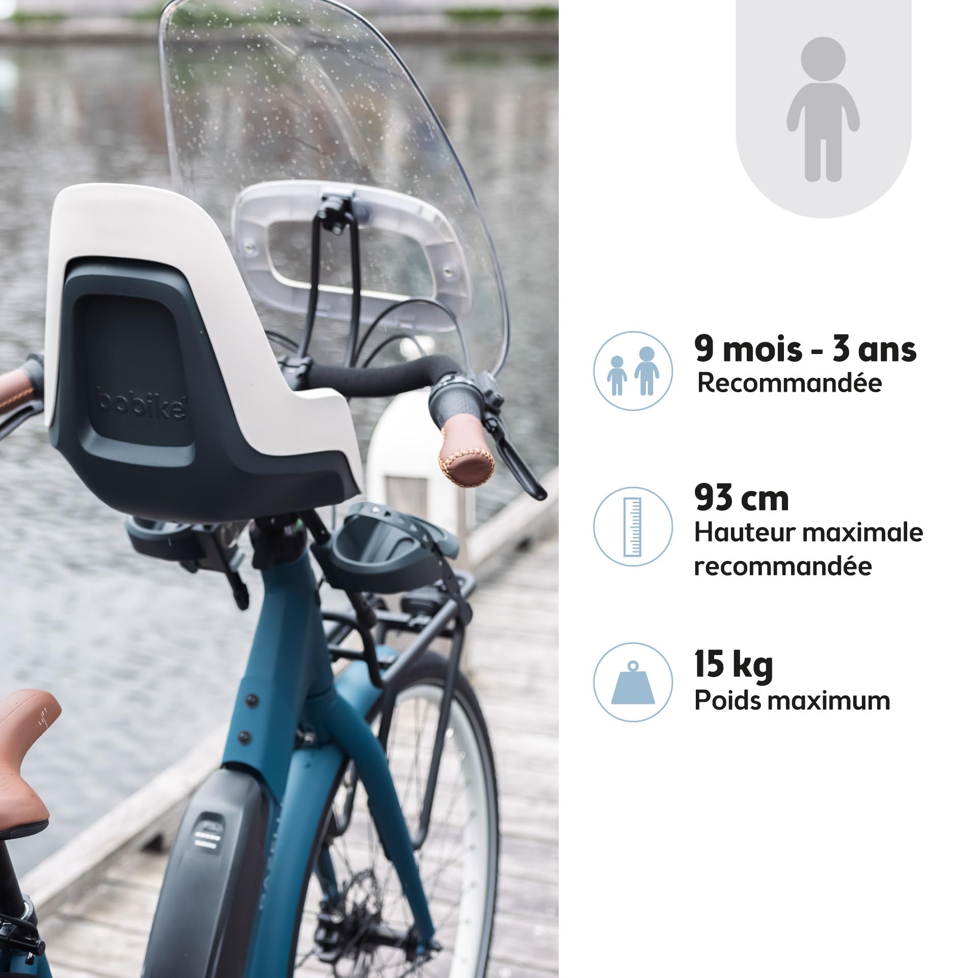 BOBIKE Go Mini Siège Vélo Avant pour Bébés et Tout-Petits pour Tube de Direction – Sûr, Réglable, Confortable et Élégant pour Bébés de 9 Mois à 3 Ans, Jusqu’à 15kg