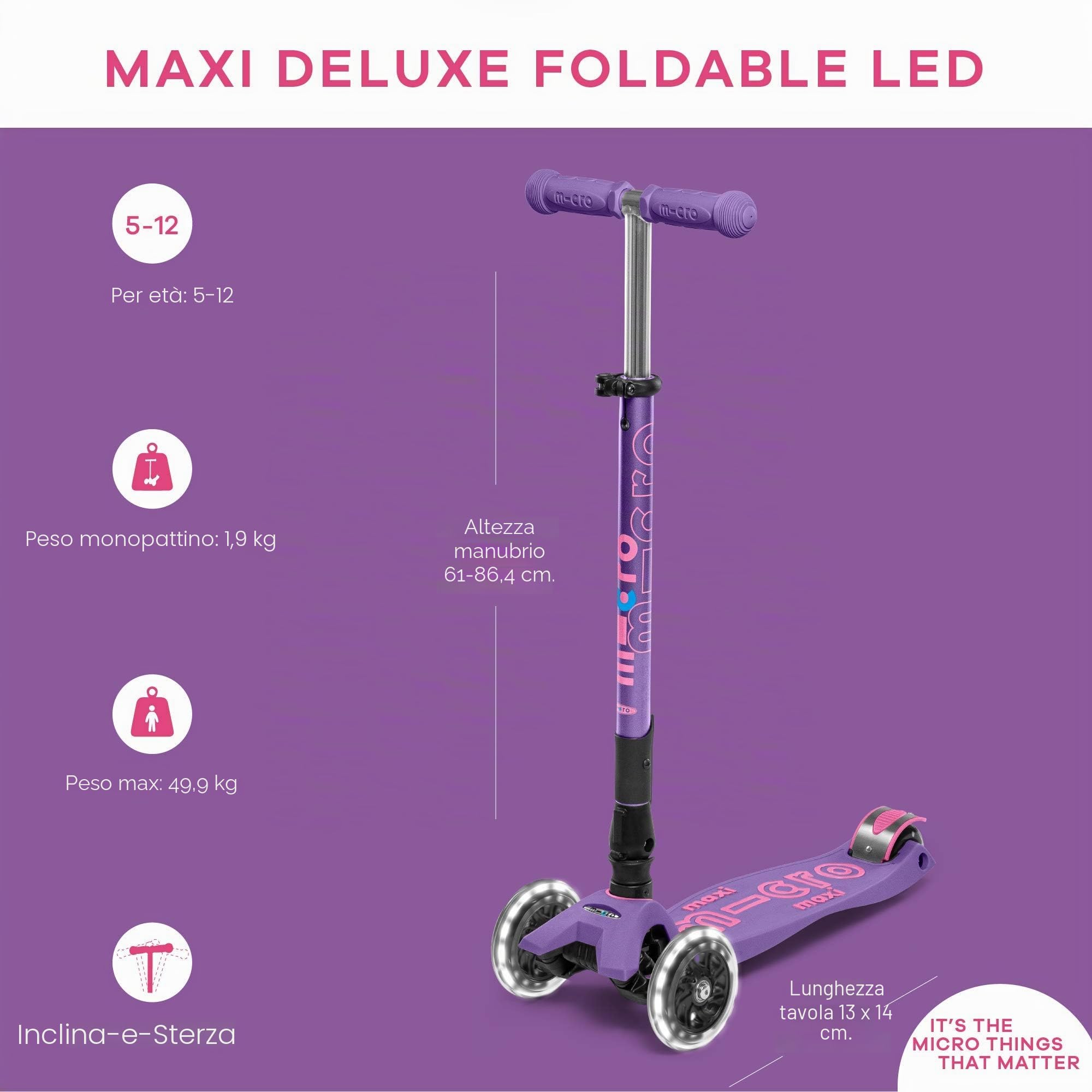 Micro Kickboard – Maxi Deluxe LED pieghevole