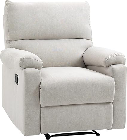 Recliner Chair | Single Seater Manual Recliner Chair in Fabric (Light Grey)