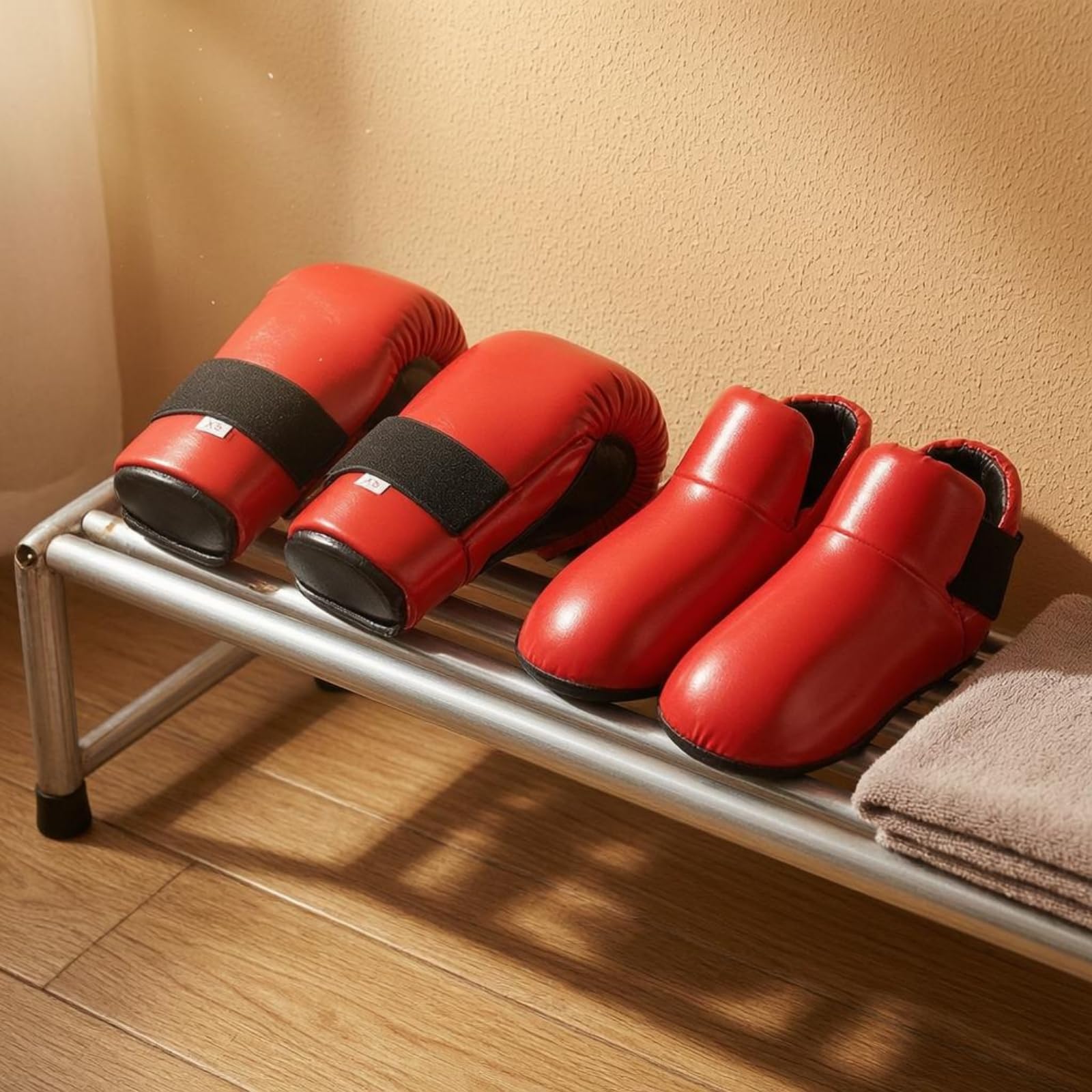 perfeclan 1 Par de Guantes de Entrenamiento para Niños Guantes Protector Mano Botas Protector Pie Equipo Taekwondo con Cierres de Gancho y Bucle Amplios Ajuste