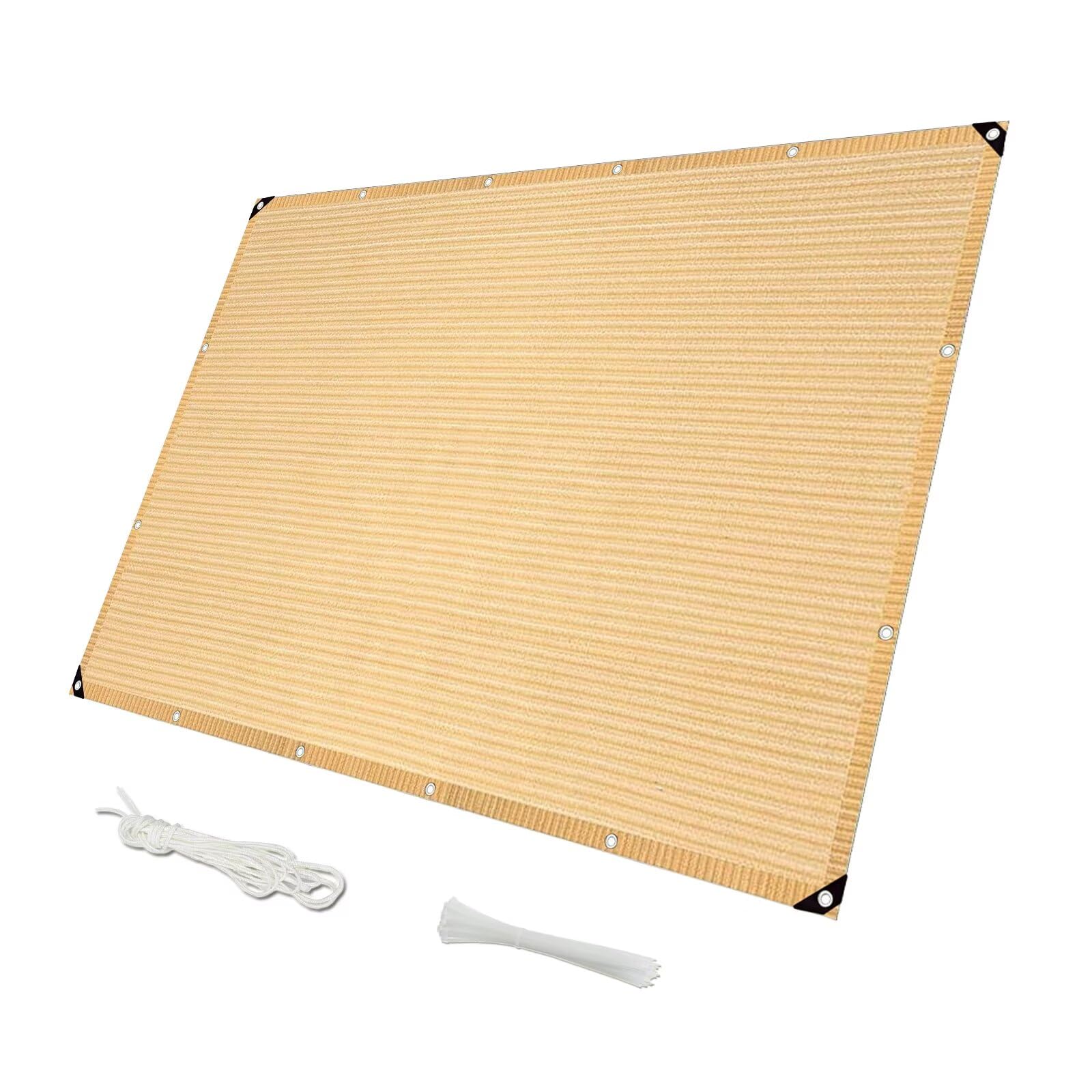 Sonnensegel Wasserdurchlässig 180x500cm, Gewächshaus Sonnenschutz Atmungsaktives Sonnensegel Quadratisch mit Befestigungsseile für Gewächshäuser, Kleintierhalter - Beige
