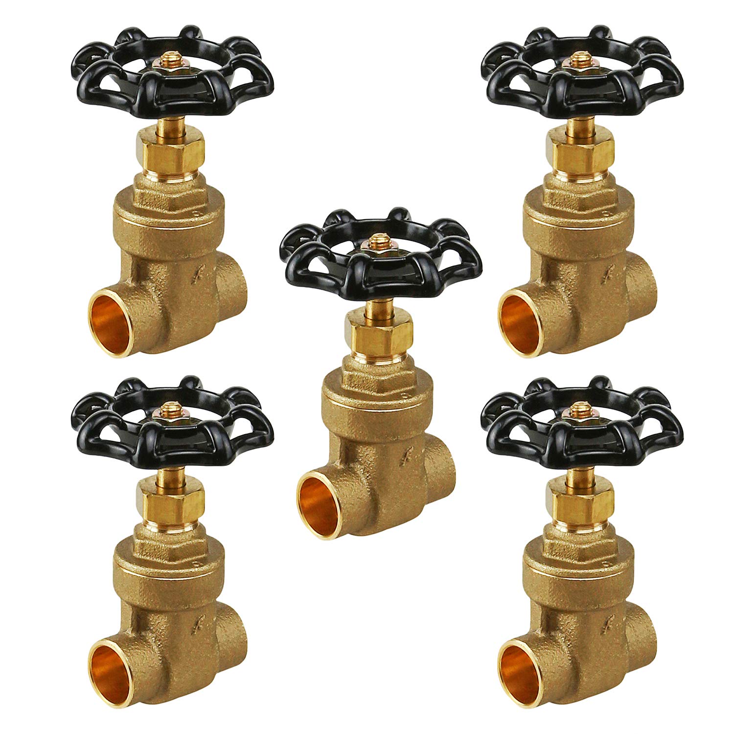 Midline Valve 427D223-5 Válvula de compuerta, conexión de sudor de 1 pulgada, latón fundido (paquete de 5), 1