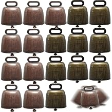 TIHOOD 18PCS Copper Bells - Brass Small and Large Farm Animal Bells for Horses, Cattle, Sheep, Goats - Green and Red Bronze - Loud Long Distance for Christmas Decoration