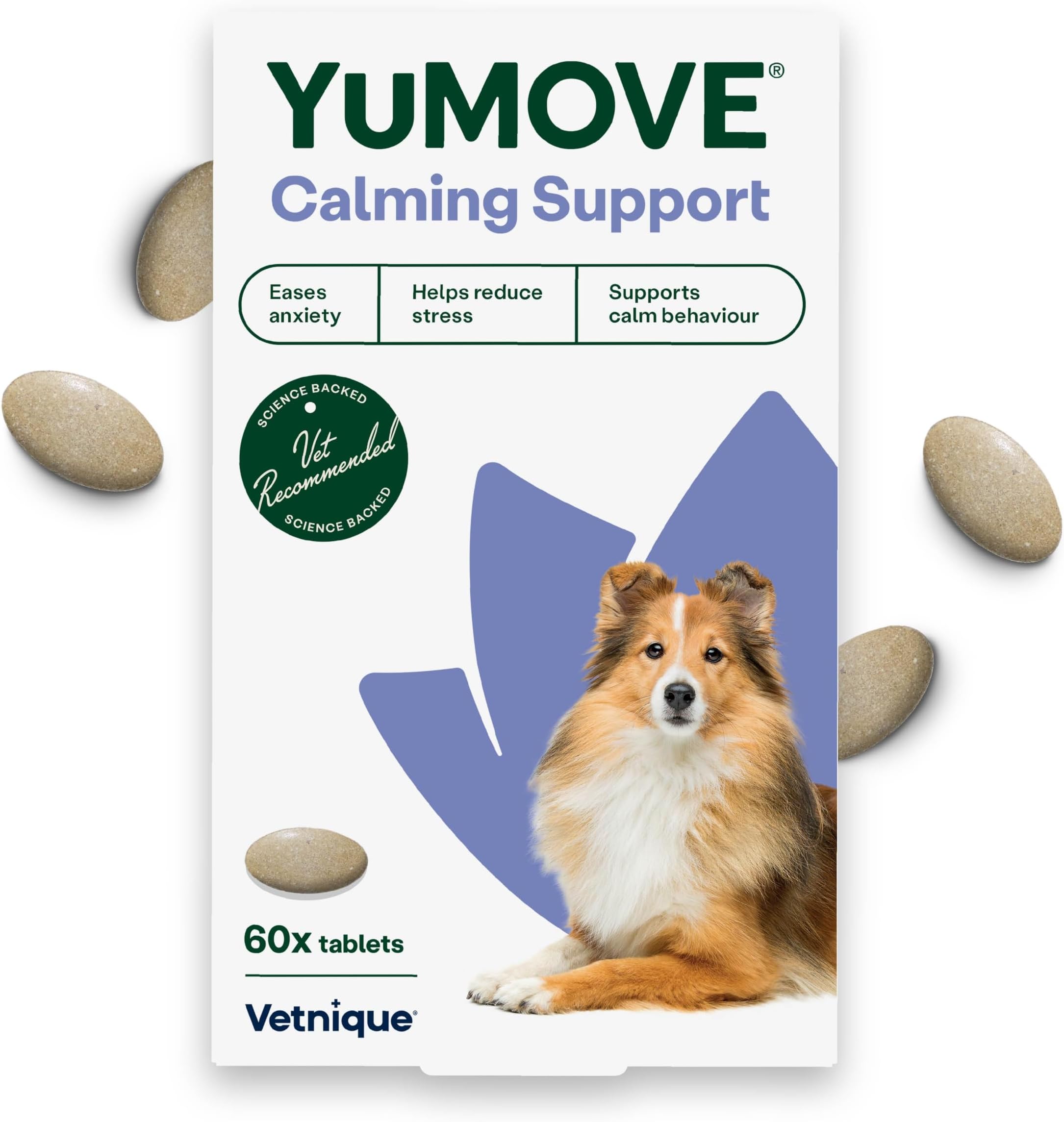 Calming Care Tasty Treats Dog Supplements, Anxiety Relief Calming Tablets for Dogs who are Stressed or Nervous, Adult Dogs, 60 Tablets
