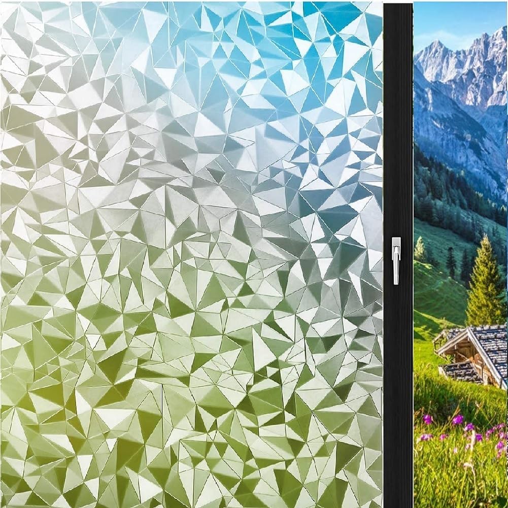 MOCOCO Vinyl Frosting Film 3D Privacy Sticker for Front Door/ Bathroom/ Window (12 x 25", White), Botanical, Pack of 1