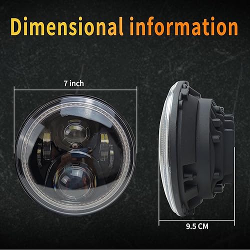 Miniatura 8 de Faros delanteros LED redondos de 7 pulgadas con DRL blanco halo ámbar señal de giro compatible con JK JKU TJ