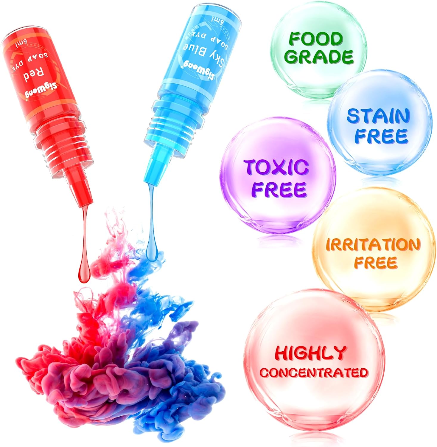 Bath Bomb Soap Dye - 36 Colors Concentrated Food Grade Skin Safe Liquid Based Colorant Vibrant Rainbow Coloring for Making DIY, Supplies Kit, Salt Crafting