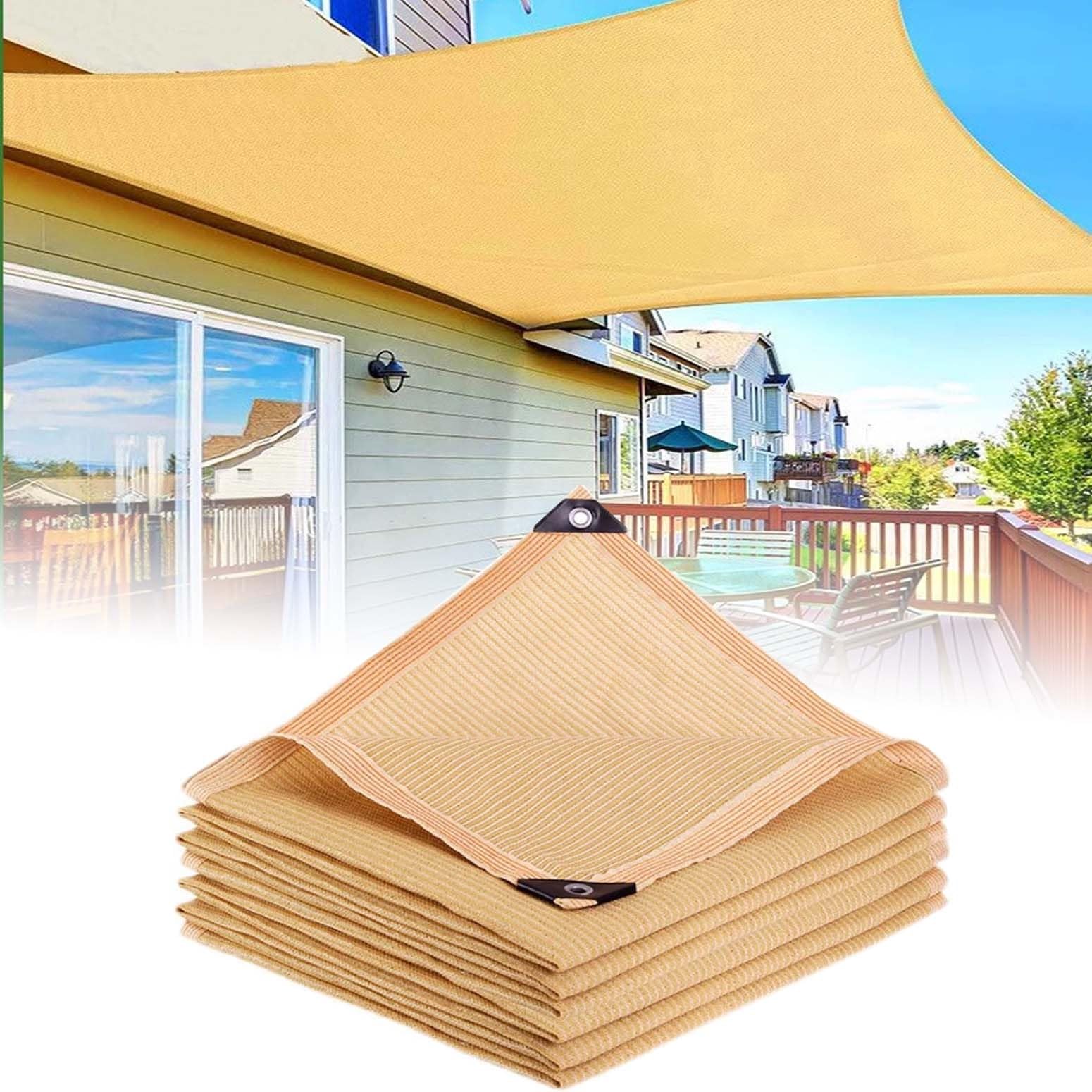 GJZQDKX Beige Sun Protection Shade Net with Eyelets for Balcony & Greenhouse Windproof Rectangular Awning 2x 3x4m 3x5m 2x4m 3x 4x6m 5x5m